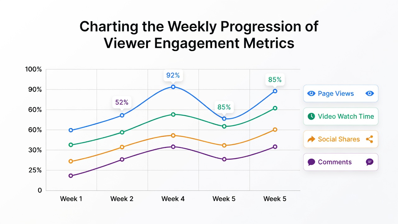 Graph showing weekly viewer engagement trends over time
